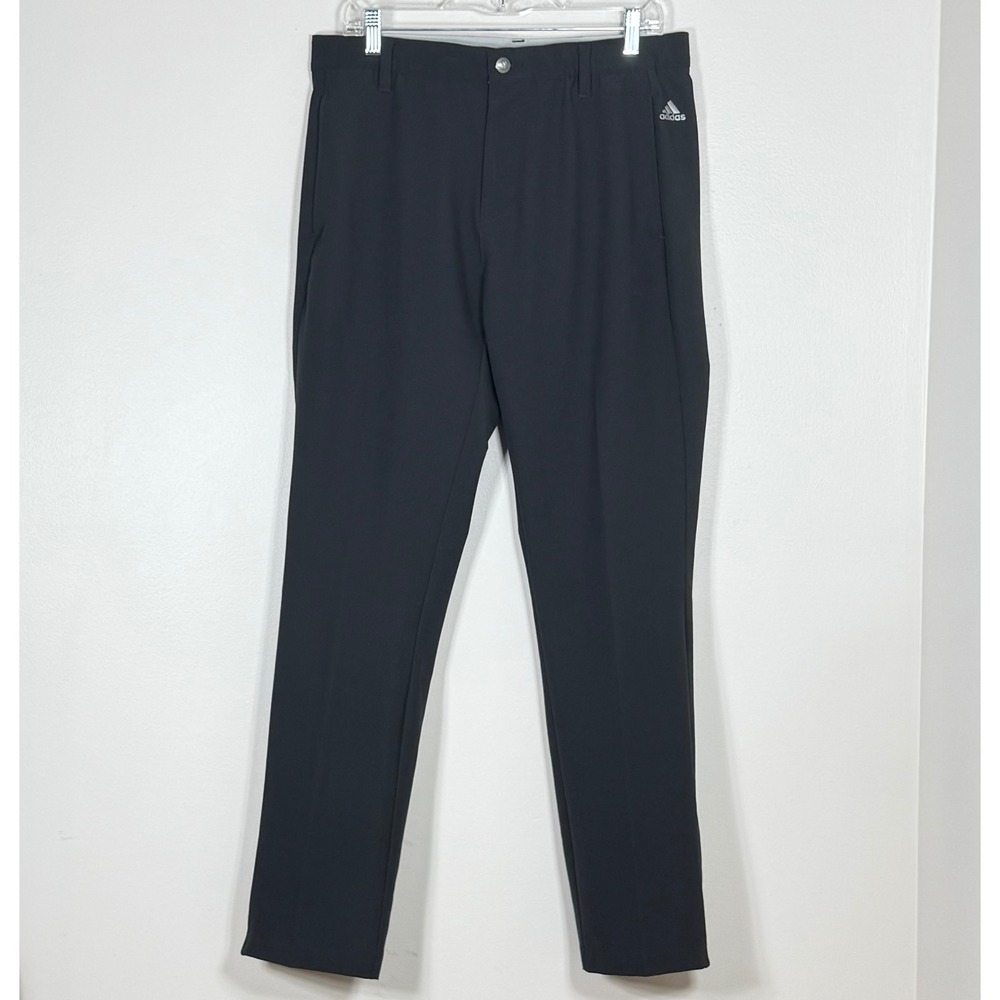Adidas Mens Golf Pants 34x32 Black Stretch Performance Flat Front Activewear